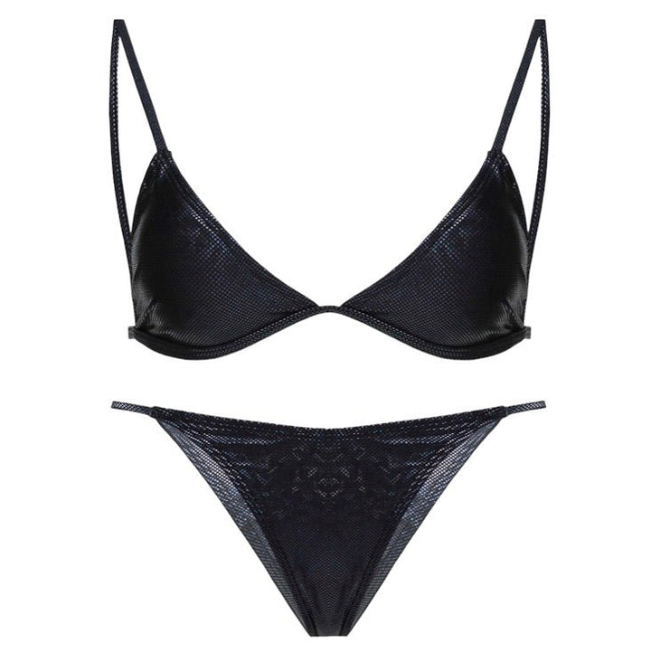 Ayala Black glitter sparkling swimwear bikini thong - YA OMRI SWIMWEAR