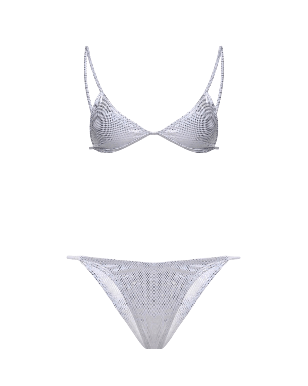 Ayala Sparkling Silver Thong Bikini Set