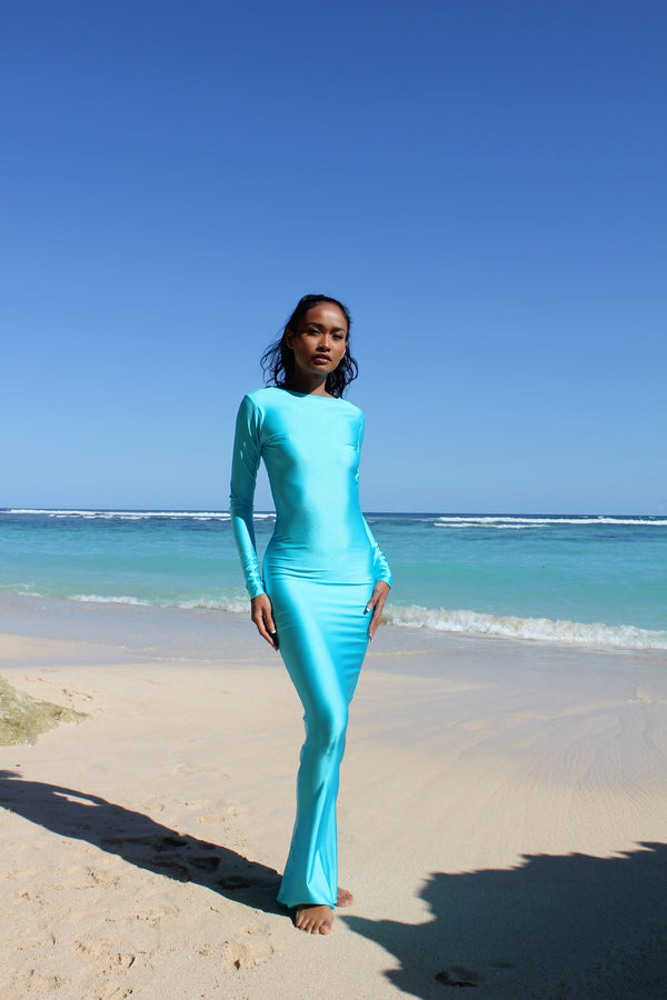 Turquoise Sunset Mirage Beach Cover - Up Dress Ya Omri Luxury Swimwear