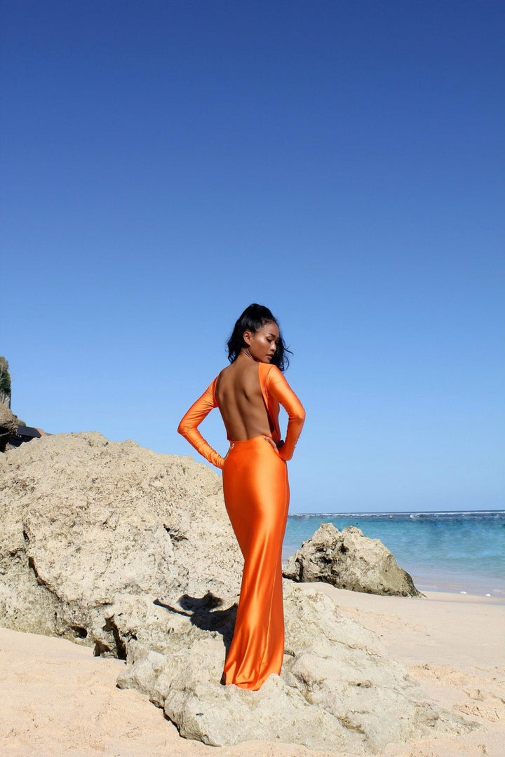 Orange Sunset Mirage Beach Cover Up Dress – Ya Omri Swimwear