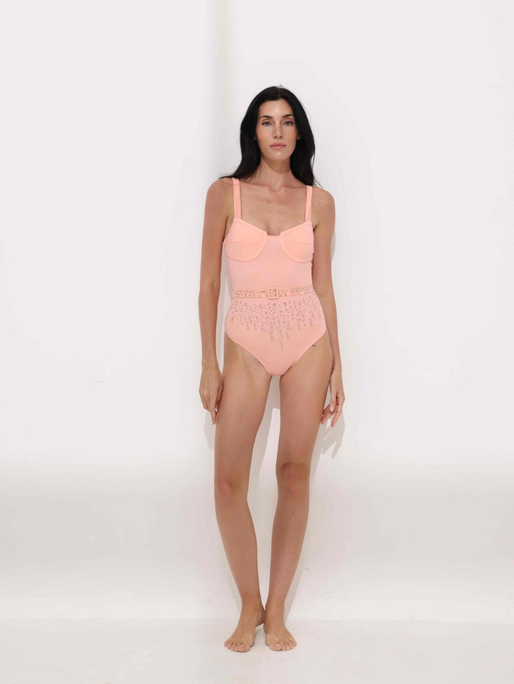 Rosé Belted One - Piece Swimsuit Ya Omri Luxury Swimwear