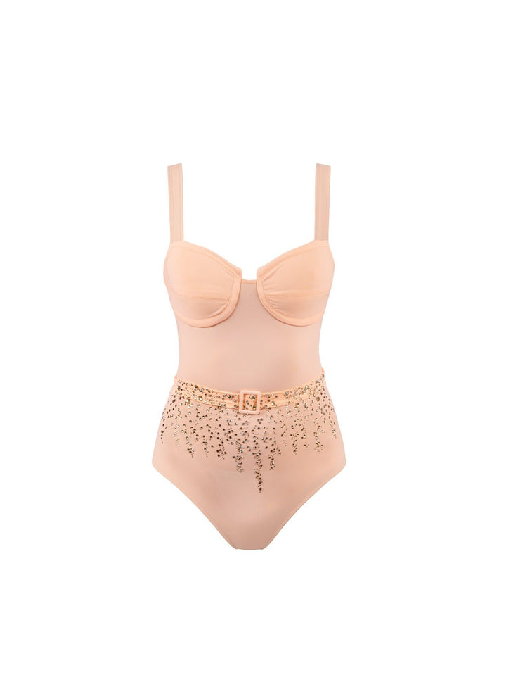Rosé Belted One - Piece Swimsuit Ya Omri Luxury Swimwear