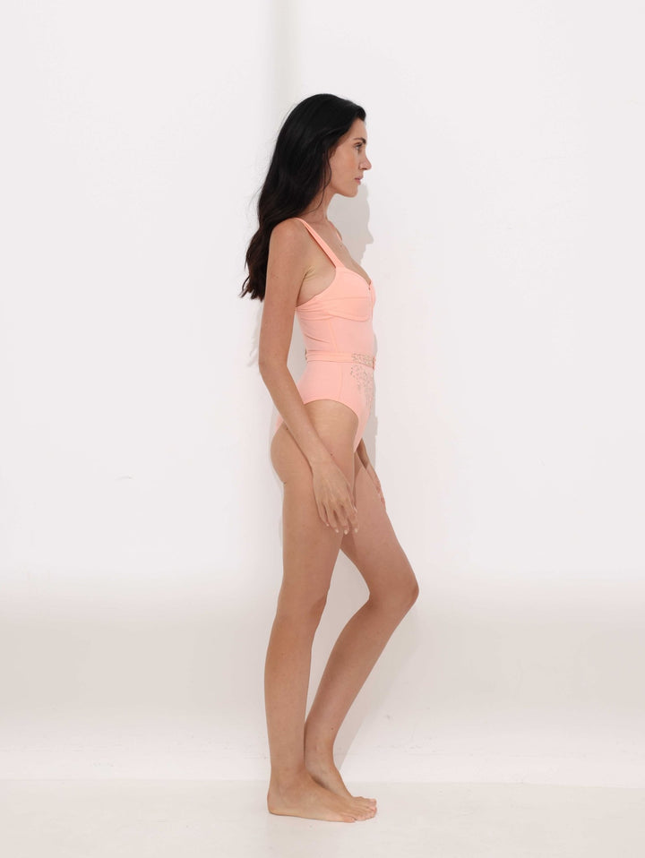 Rosé Belted One - Piece Swimsuit Ya Omri Luxury Swimwear