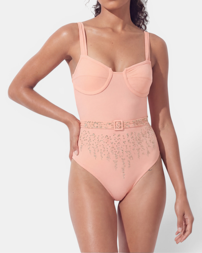 Rosé Belted Swimsuit