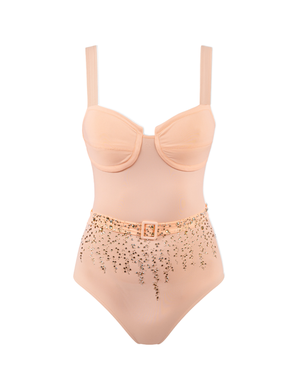 Rosé Belted One-Piece Swimsuit