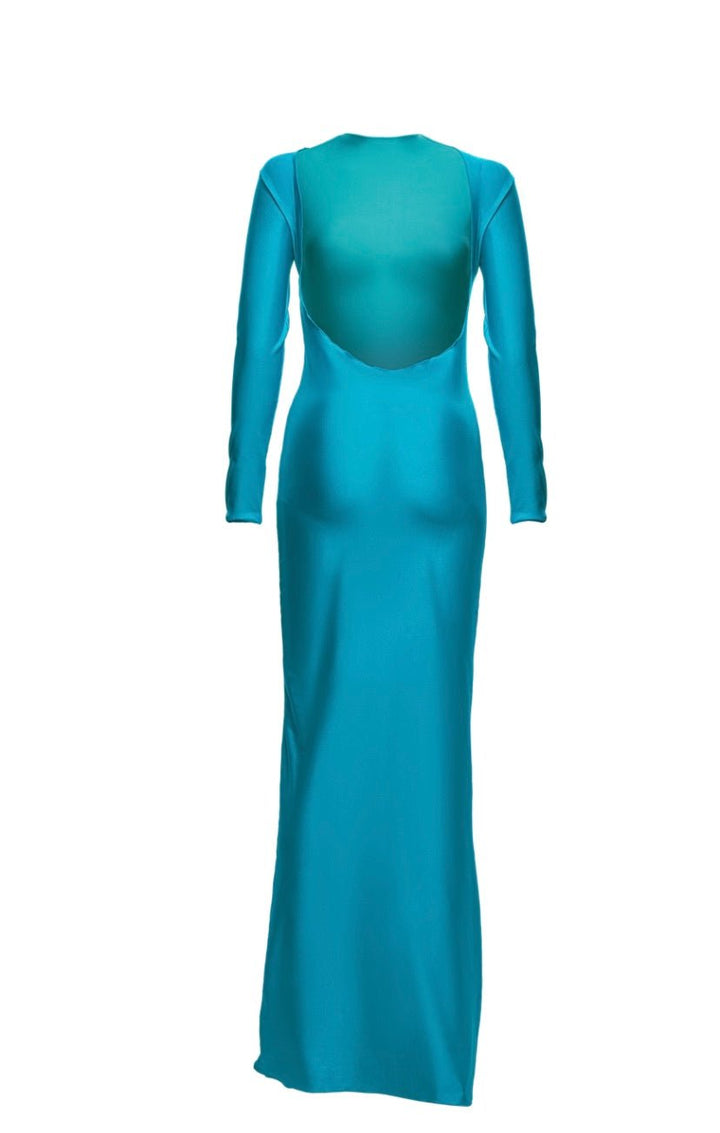 Turquoise Sunset Mirage Beach Cover Up Dress - YA OMRI SWIMWEAR