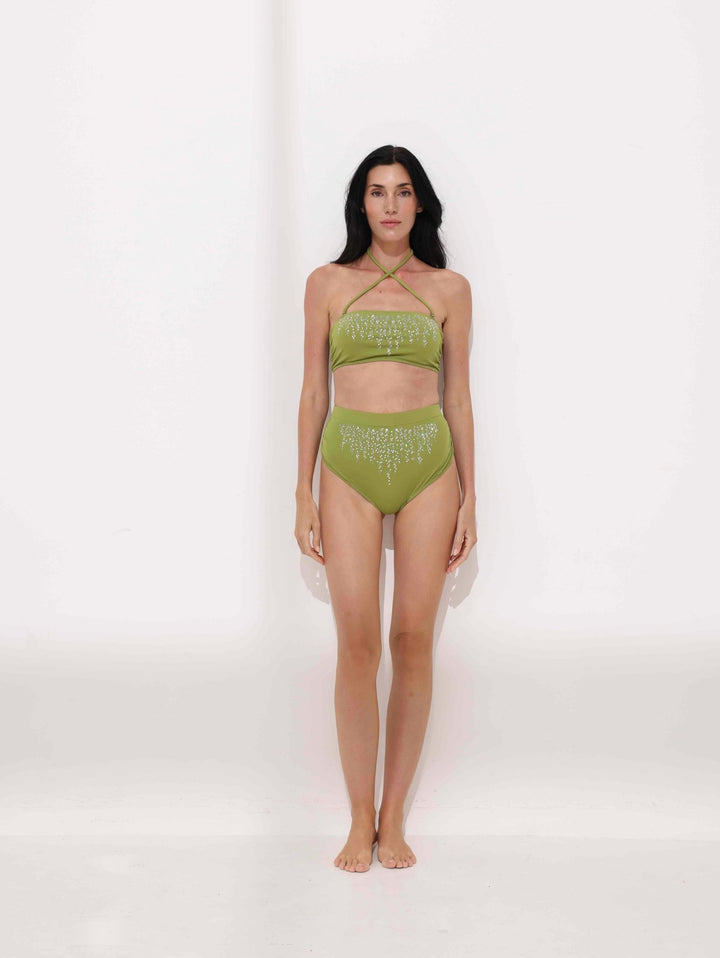 Verde High - Waisted Bikini Bottom Ya Omri Luxury Swimwear