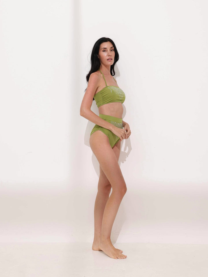 Verde High - Waisted Bikini Bottom Ya Omri Luxury Swimwear