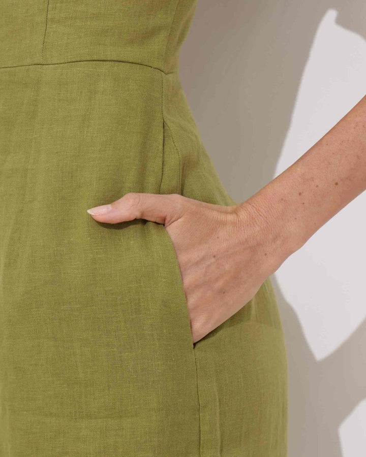 Verde Linen Tie Jumpsuit Ya Omri Luxury Swimwear