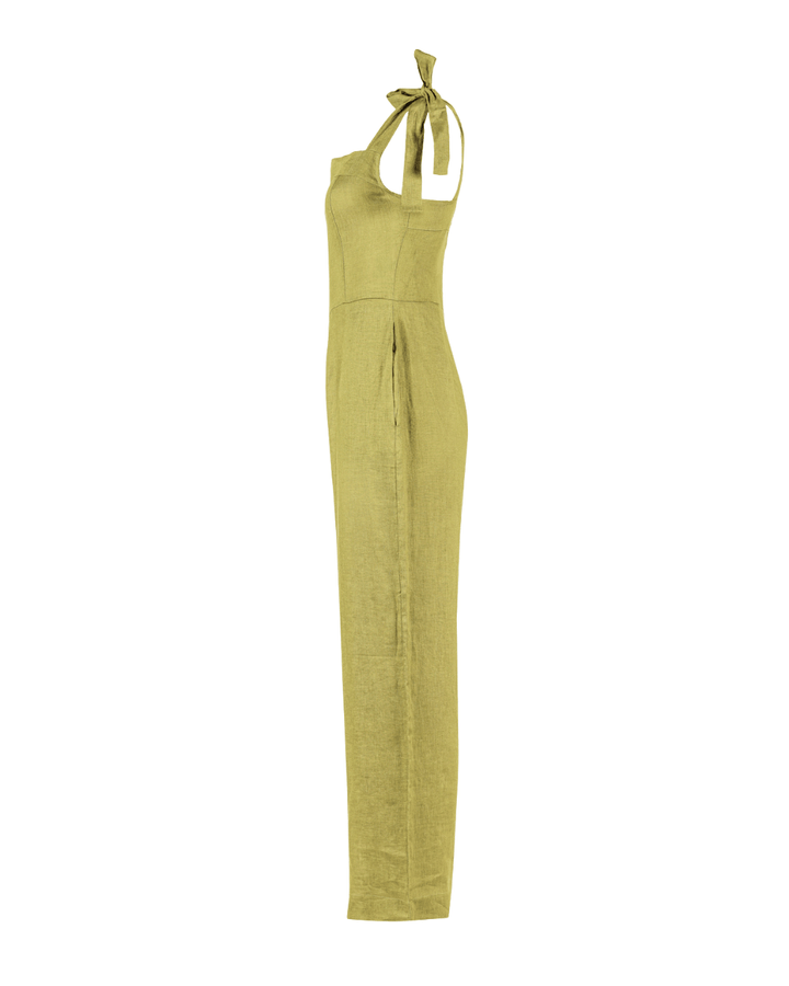 Verde Linen Tie Jumpsuit Ya Omri Luxury Swimwear