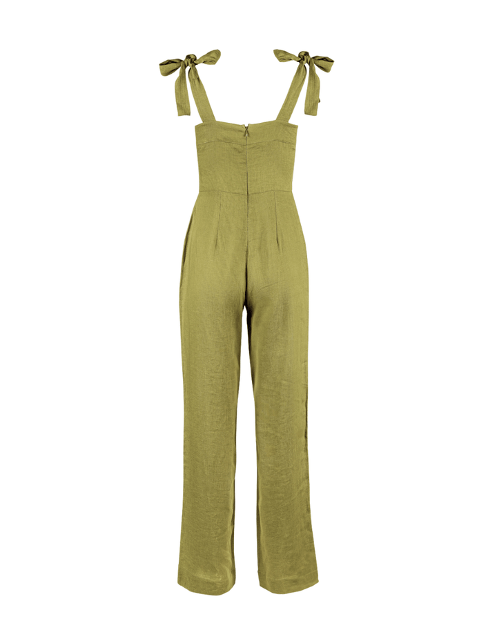 Verde Linen Tie Jumpsuit Ya Omri Luxury Swimwear
